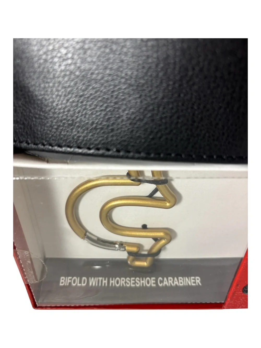 True Religion Bifold Wallet with Carabiner Gift Set Black Wallet Gold Carabiner
